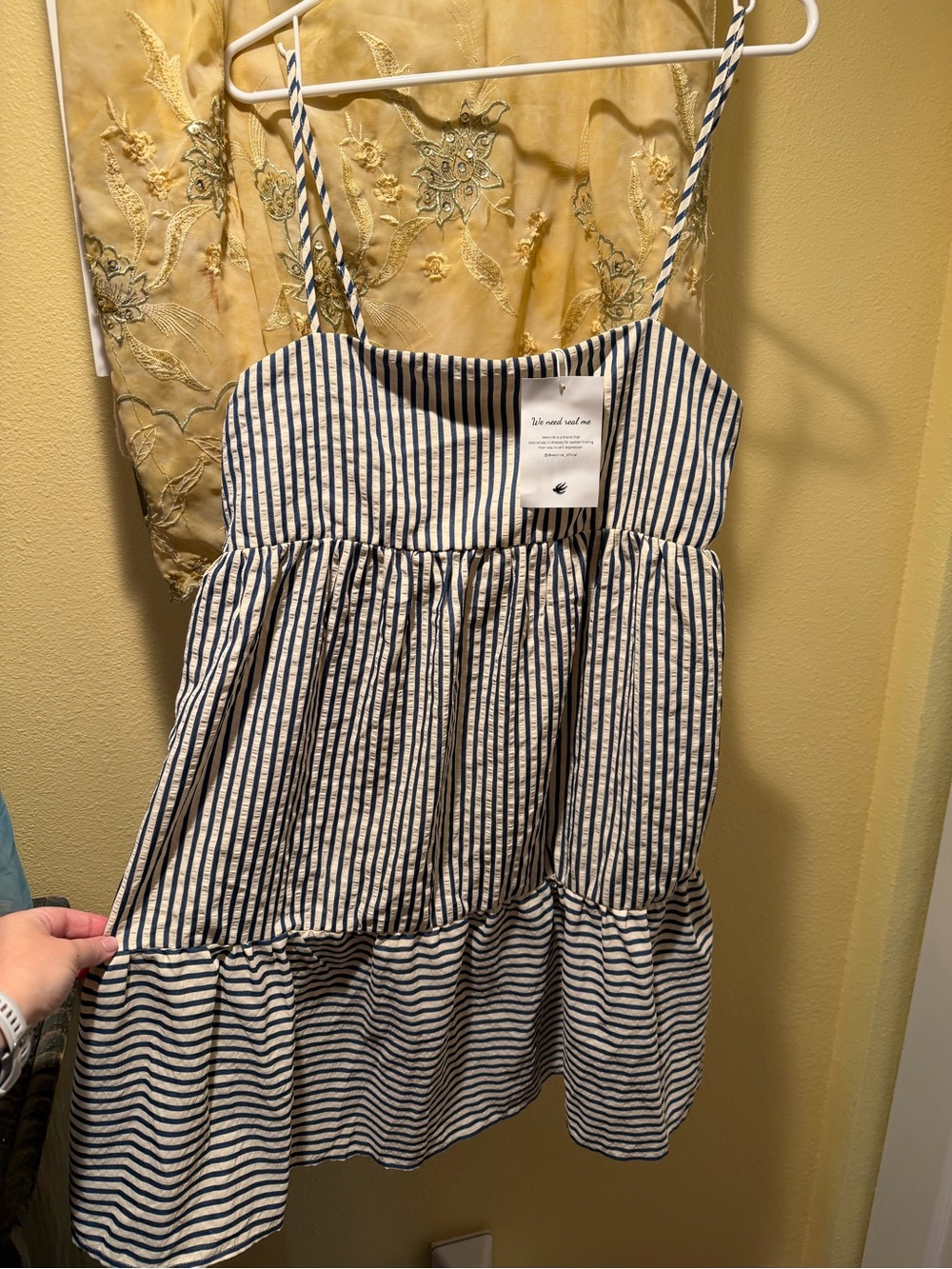 Striped Spaghetti Strap Sundress in Navy and White